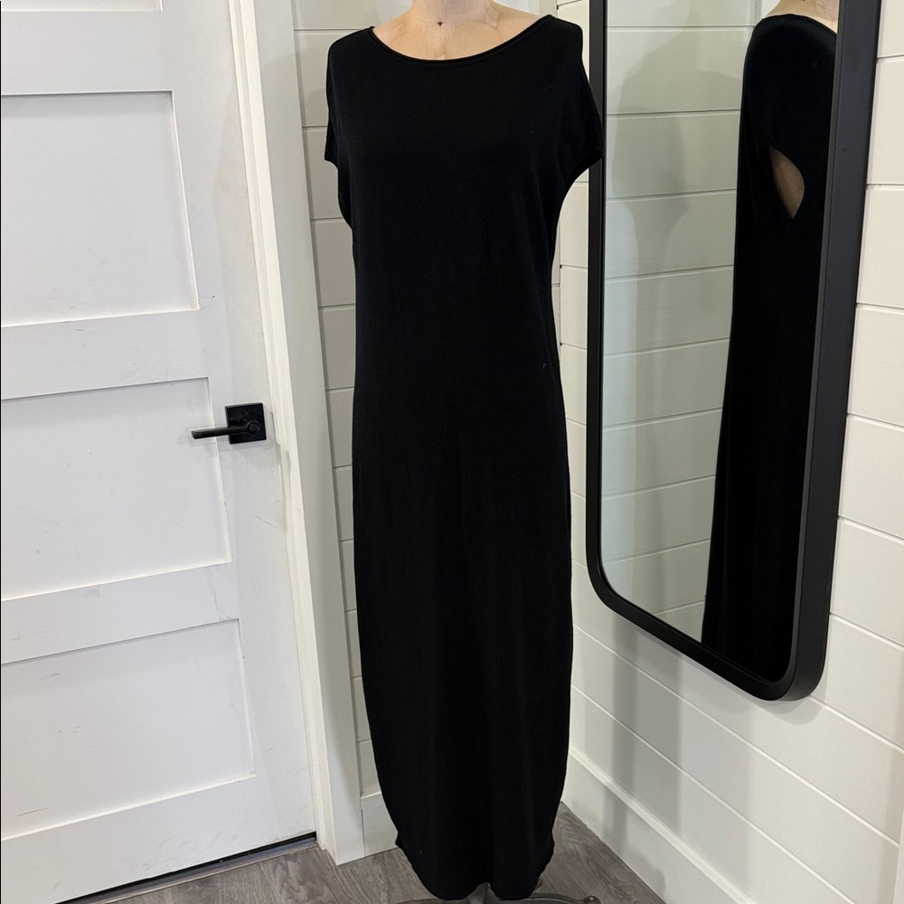 Sarah Pacini Black Maxi Dress with Boat Neck